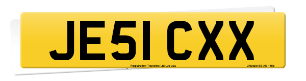 Registration number JE51 CXX